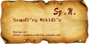 Szapáry Miklós névjegykártya